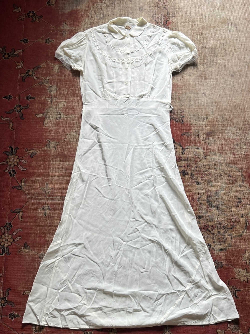Antique 1930s/40s Cream Maxi Dress - Picture 2 of 5
